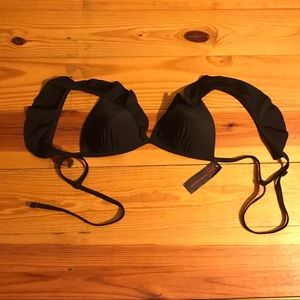No Boundaries Black Frill Bikini Top, NWT, S